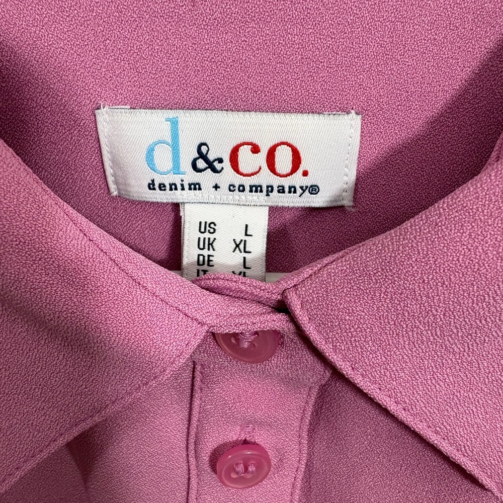 d&co. Denim &‎ Company Women’s Button-Front Blouse Shirt Pink L - Picture 6 of 8